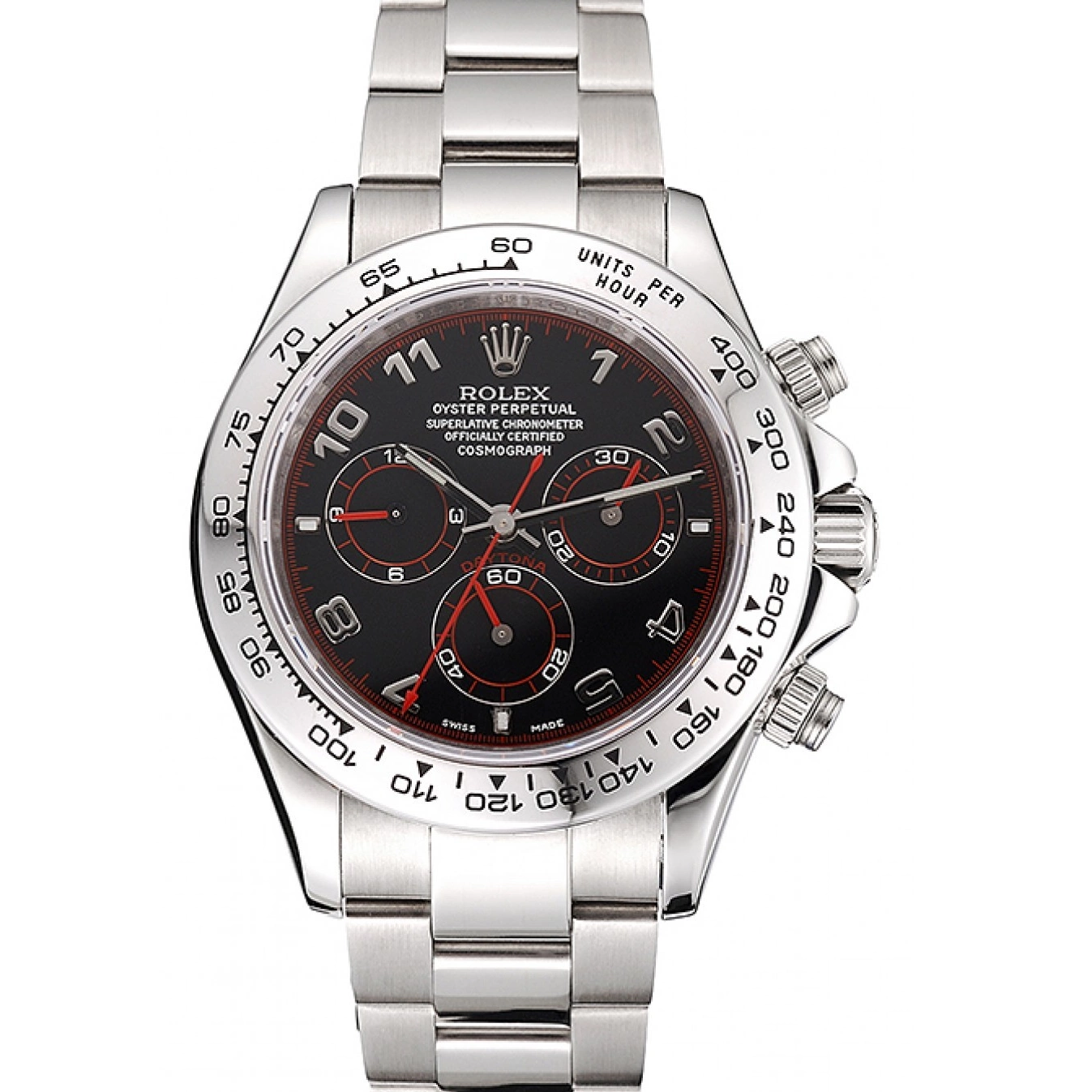 Aaa replica watch Steel 80296 Daytona Rolex Dial Swiss Stainless Black Bracelet 0608